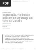 Intervenção, Violência e Políticas de Segurança Em Terra de Marielle