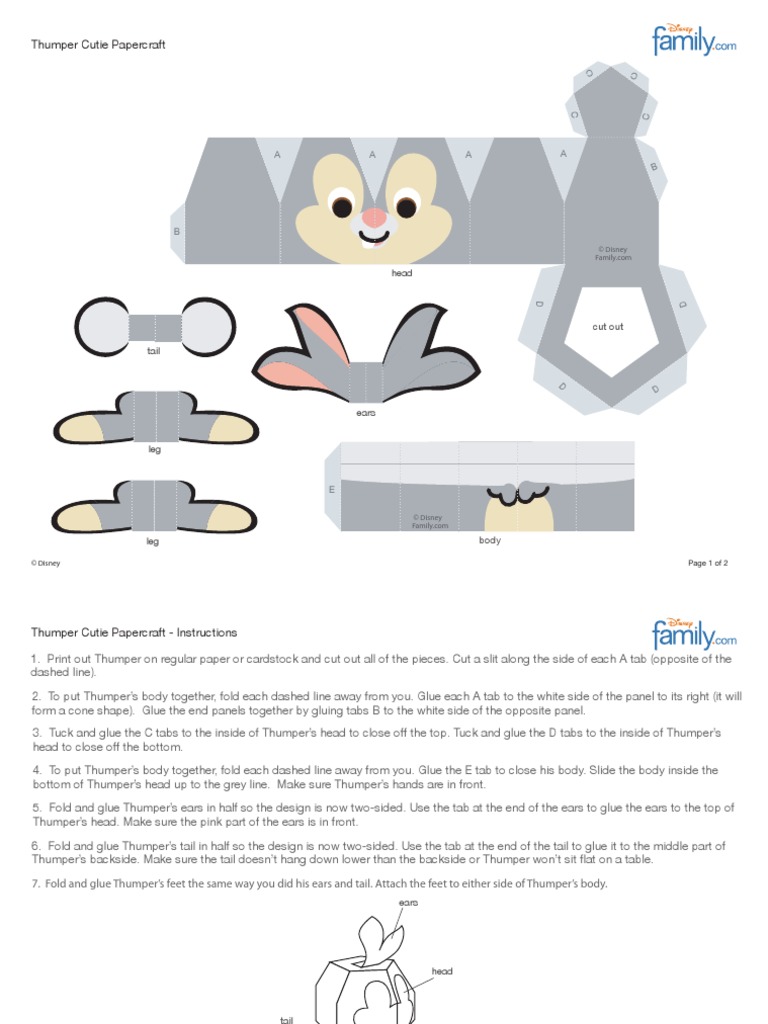 Thumper Cutie Papercraft Printable 0210 | PDF | Art Materials ...