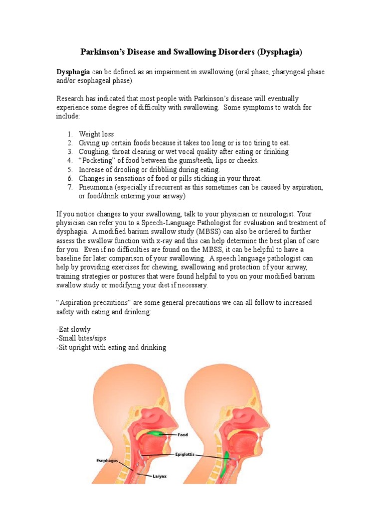 Parkinsons And Swallowing Pdf Diseases And Disorders Health Sciences