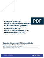 Sample Assessment Materials Model Answers–Pure for as and a Level Mathematics