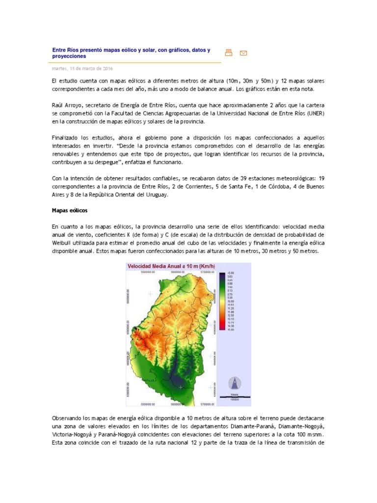 Mapas Eólicos y Solares de Entre Ríos | PDF | Línea de contorno ...