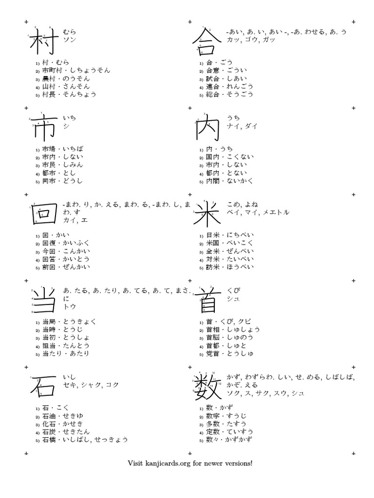Kanjicards Jlpt2 Stroke Order Pdf