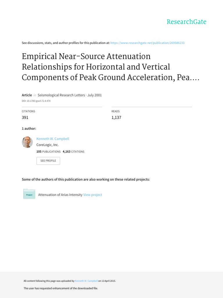 Near-Source Attenuation Models for Ground Motion | PDF | Moment ...