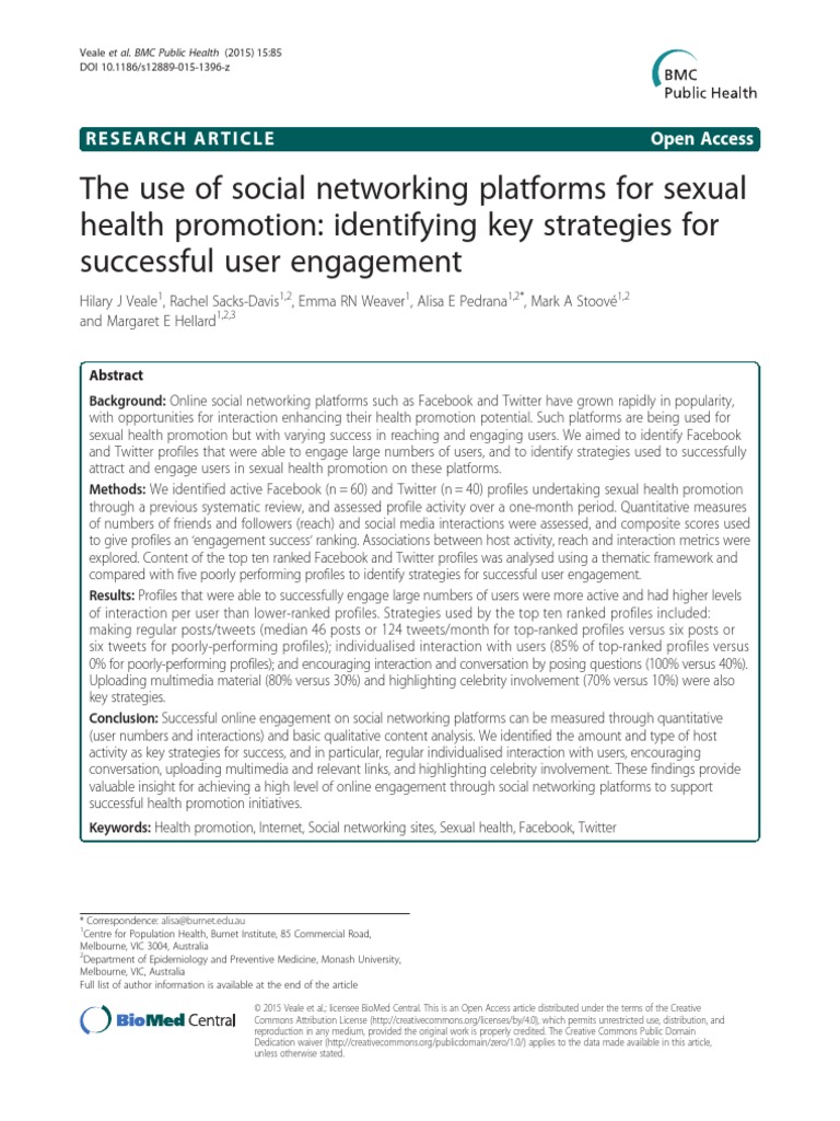 The Social Media For Sexual Health Promotions | PDF | Facebook | Social ...