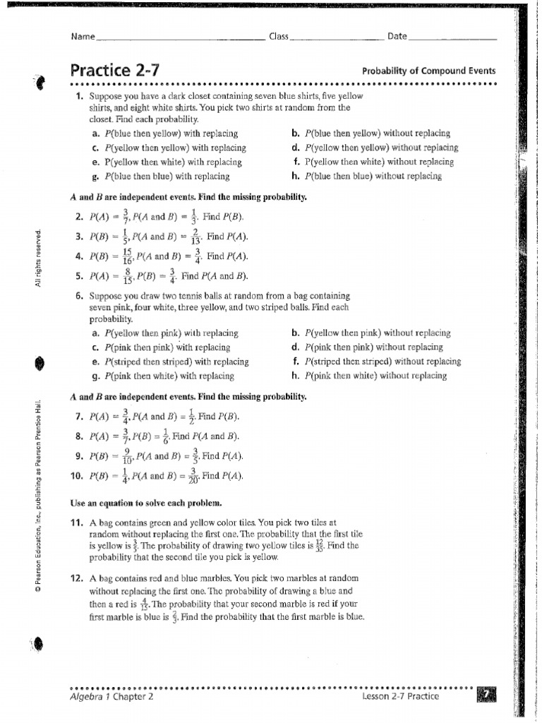 2 - 7 Practice Worksheet | PDF