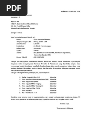 Surat Lamaran Theo Pt Buma