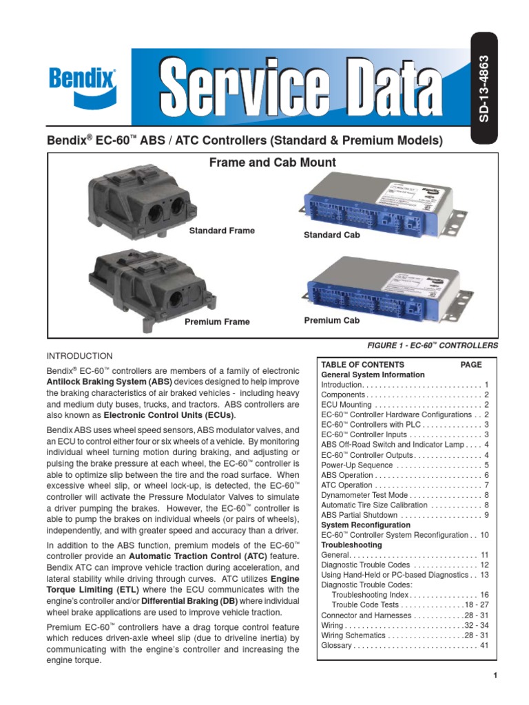 abs bendix ec60 ecu wiring.pdf Anti Lock Braking System Four Wheel