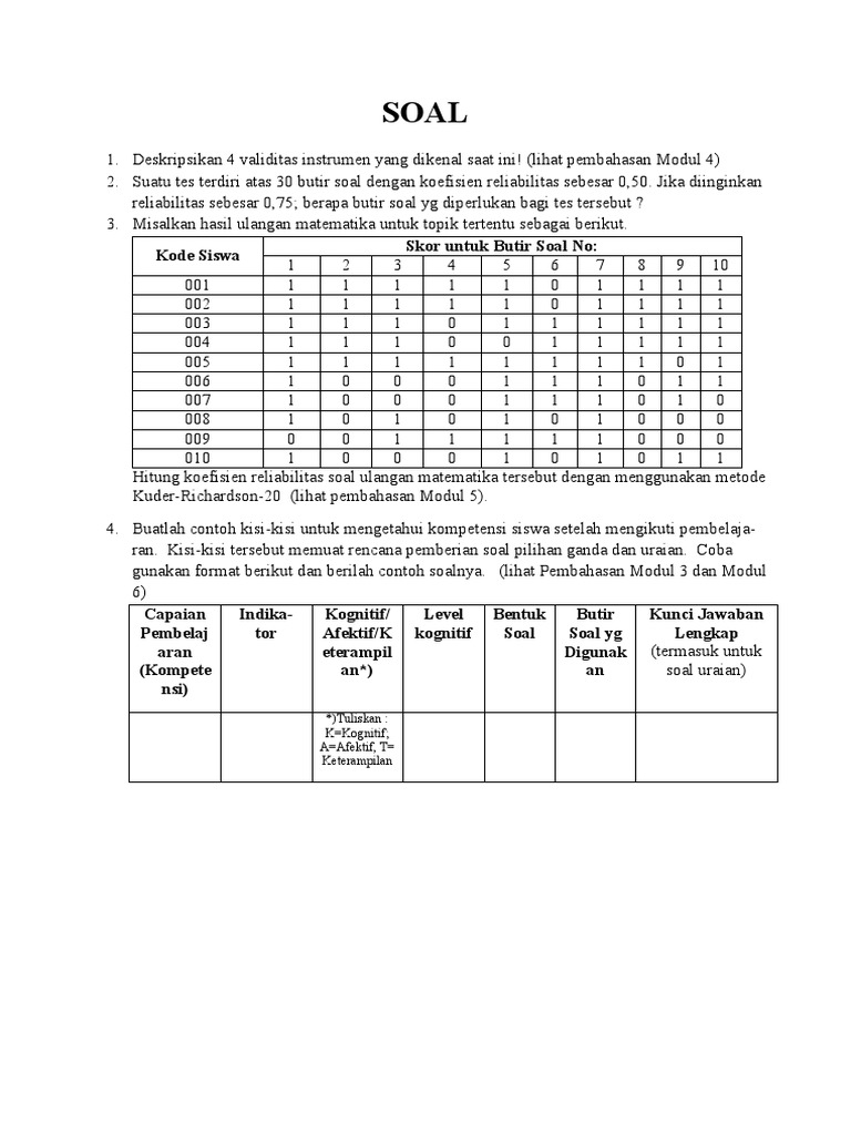 Contoh Soal Evaluasi Pembelajaran | PDF | Karier & Perkembangan
