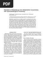 Extraction of Molybdenum From Molybdenite Concentrates