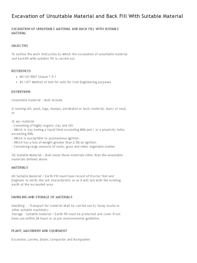 Method Statement For Construction | PDF | Soil | Natural Materials