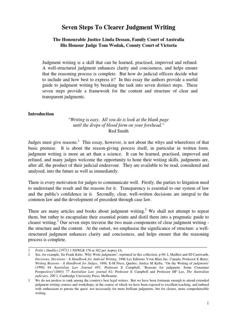 Seven Steps to Effective Judgment Writing | PDF | Judgment (Law) | Judge