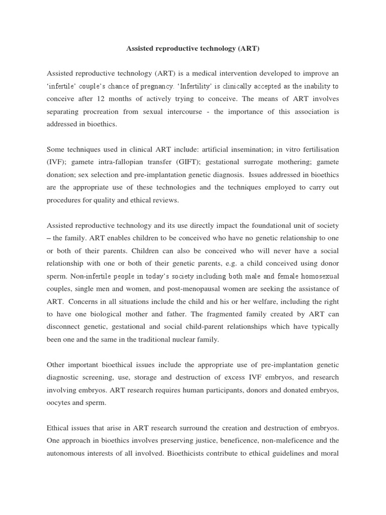 Assisted Reproductive Technology PDF Assisted Reproductive