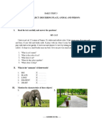 Daily Test 3 English Subject (Describing Place, Animal and Person)