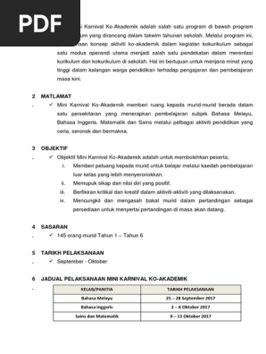 Kertas Kerja Mini Karnival Ko Akademik Pdf