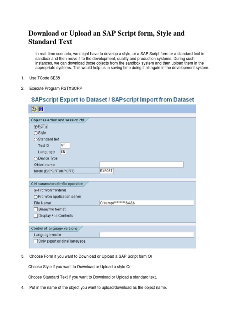 or Upload An SAP Script Form | PDF