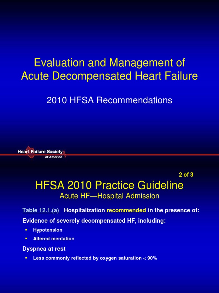 Evaluation and Management of Acute Decompensated Heart Failure | PDF ...