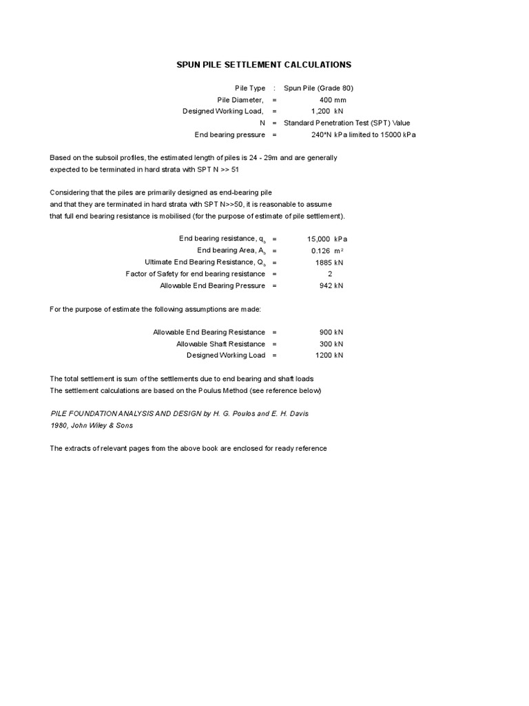 Pile Settlement Calculations | PDF | Deep Foundation | Stiffness