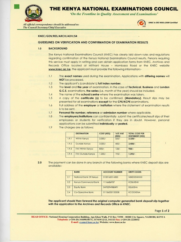 Guidelines On Verification and Confirmation of Examination Results085 | PDF