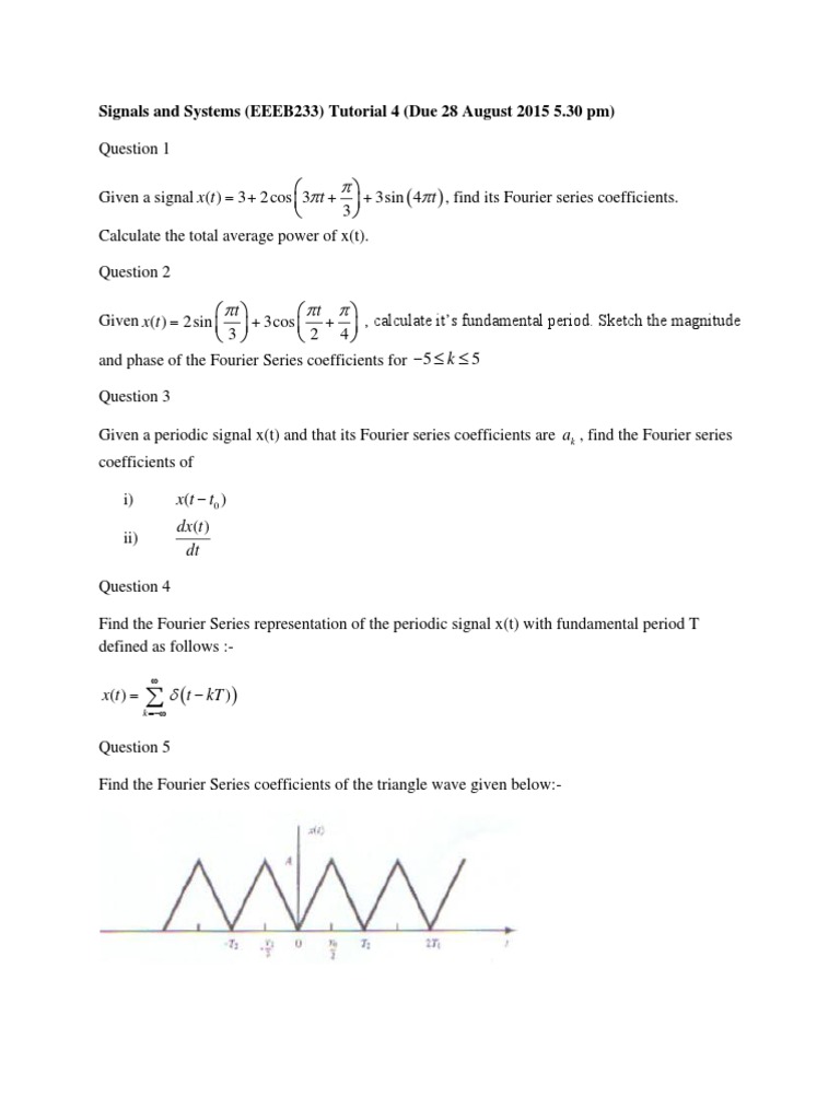 Tutorial4 PDF PDF Signal Processing Applied Mathematics