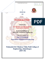 Paper Battery: Padmashri DR - Vithalrao Vikhe Patil College of Engineering, Ahmednagar. (2017-18)