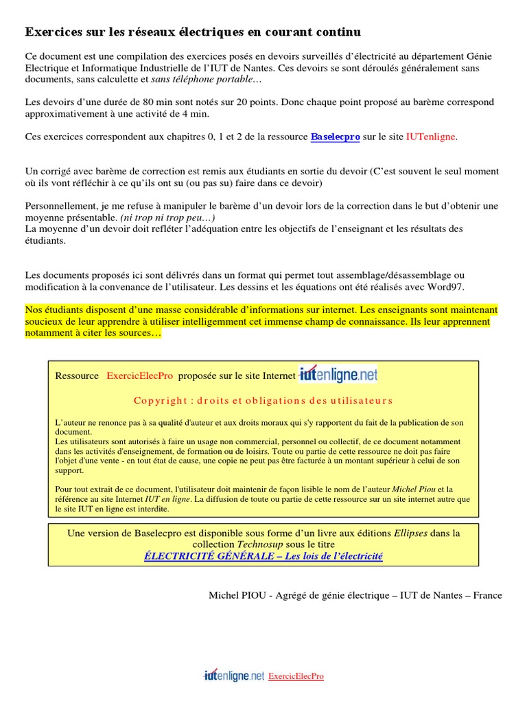 à Quoi Correspond Les Cadres En Pointillés Sur Schémas électrique 01 CourantContinu | PDF | Résistance (électricité) | Diode  électroluminescente