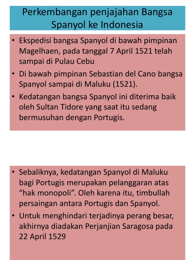 Perkembangan Penjajahan Spanyol Di Indonesia