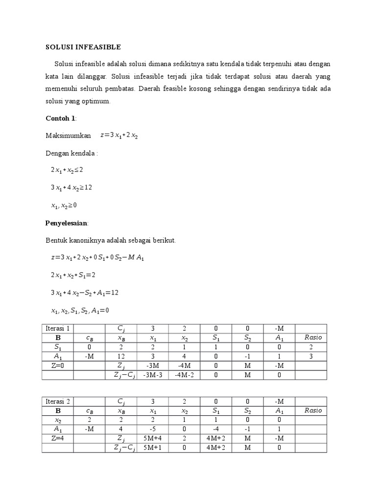 Solusi Infeasible dalam Pemrograman Linier | PDF