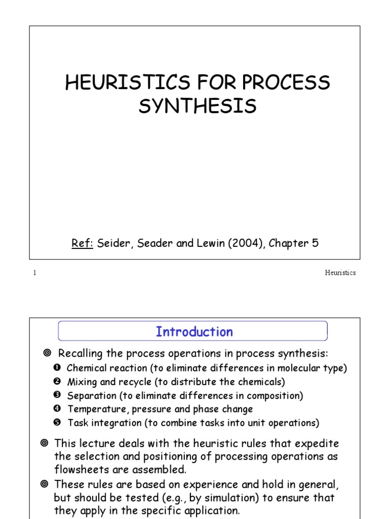 Heuristics For Process | PDF | Filtration | Crystallization
