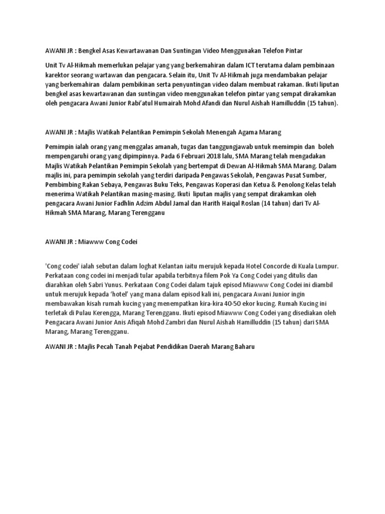 Sinopsis Awani JR  PDF