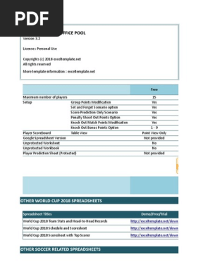 World Cup 18 Office Pool V32 Free Microsoft Windows License