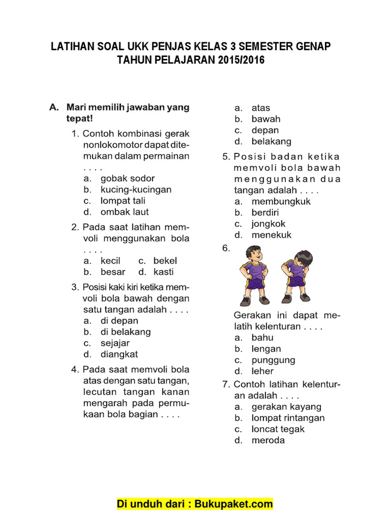 Soal Pjok Kelas 3 Semester 2 Guru Galeri