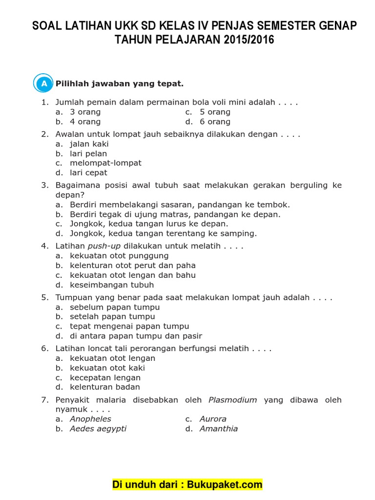 Soal Pjok Kls 4 Semester 1 Buku Erlangga Terbaru