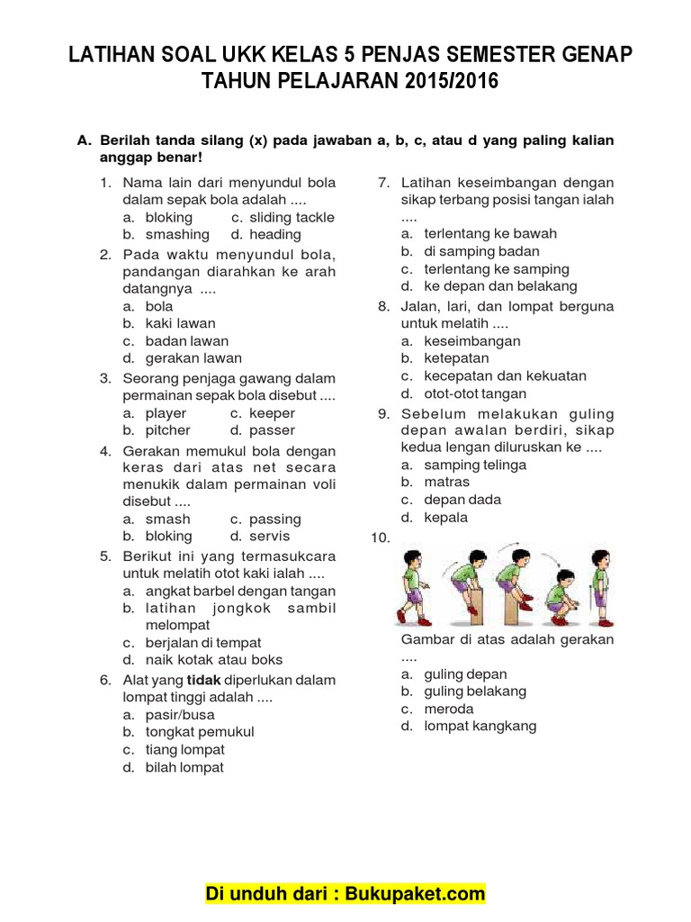 Soal Ukk Penjas Kelas 5
