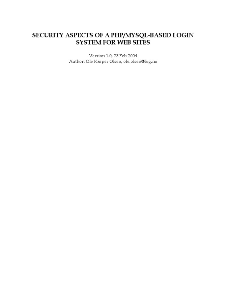 PHP/MySQL Login Security Guide | PDF | Password | Http Cookie