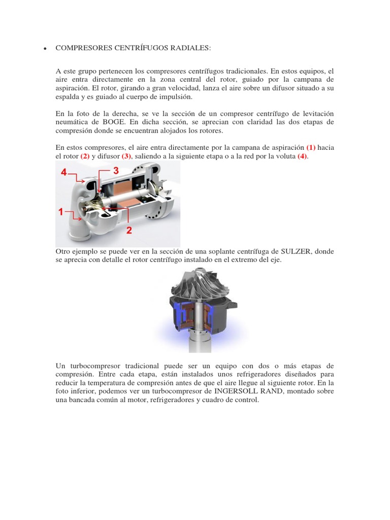 Compresores Centrífugos Radiales y Axiales | PDF | Turbocompresor | Bomba