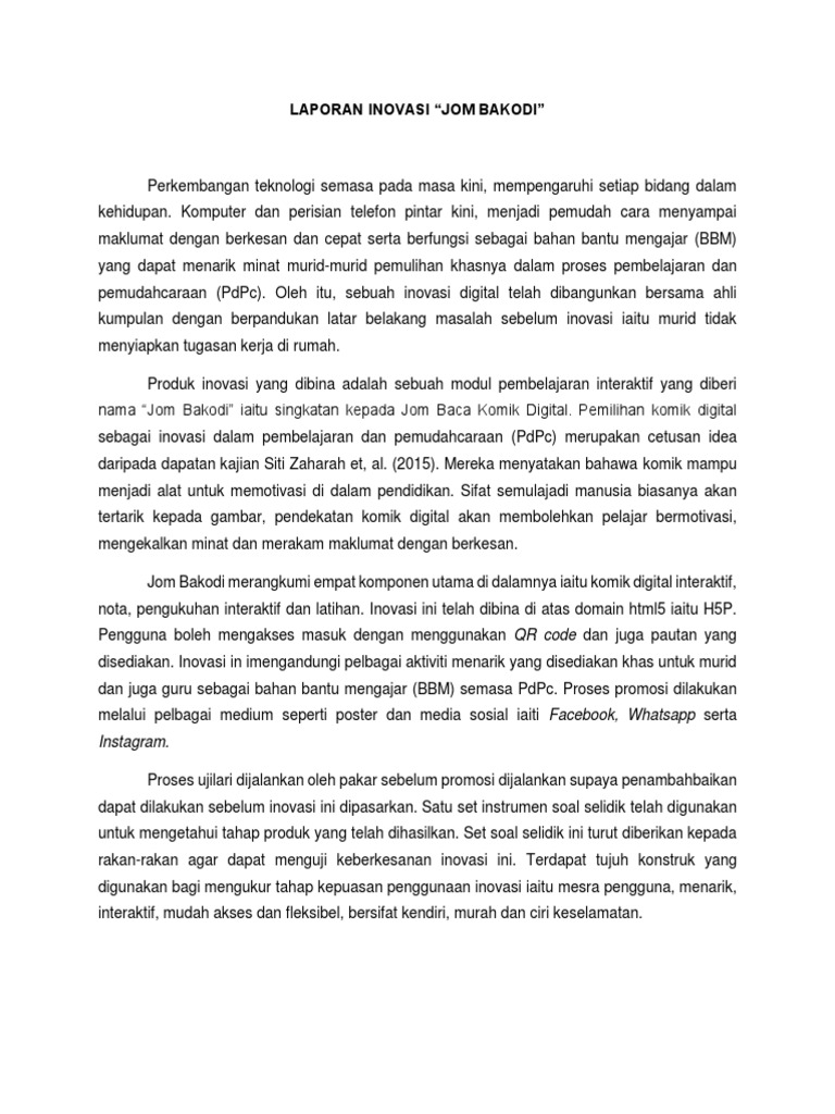 Laporan Inovasi Digital Dalam Pengajaran Dan Pembelajaran