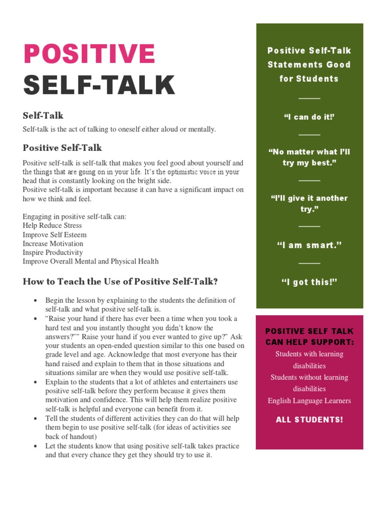 Positive Self-Talk for Students | PDF | Motivation | Motivational