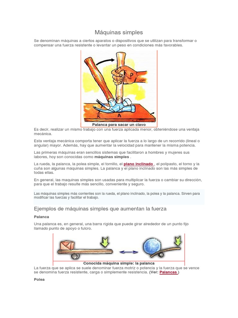 Máquinas Simples Pdf Palanca Tornillo
