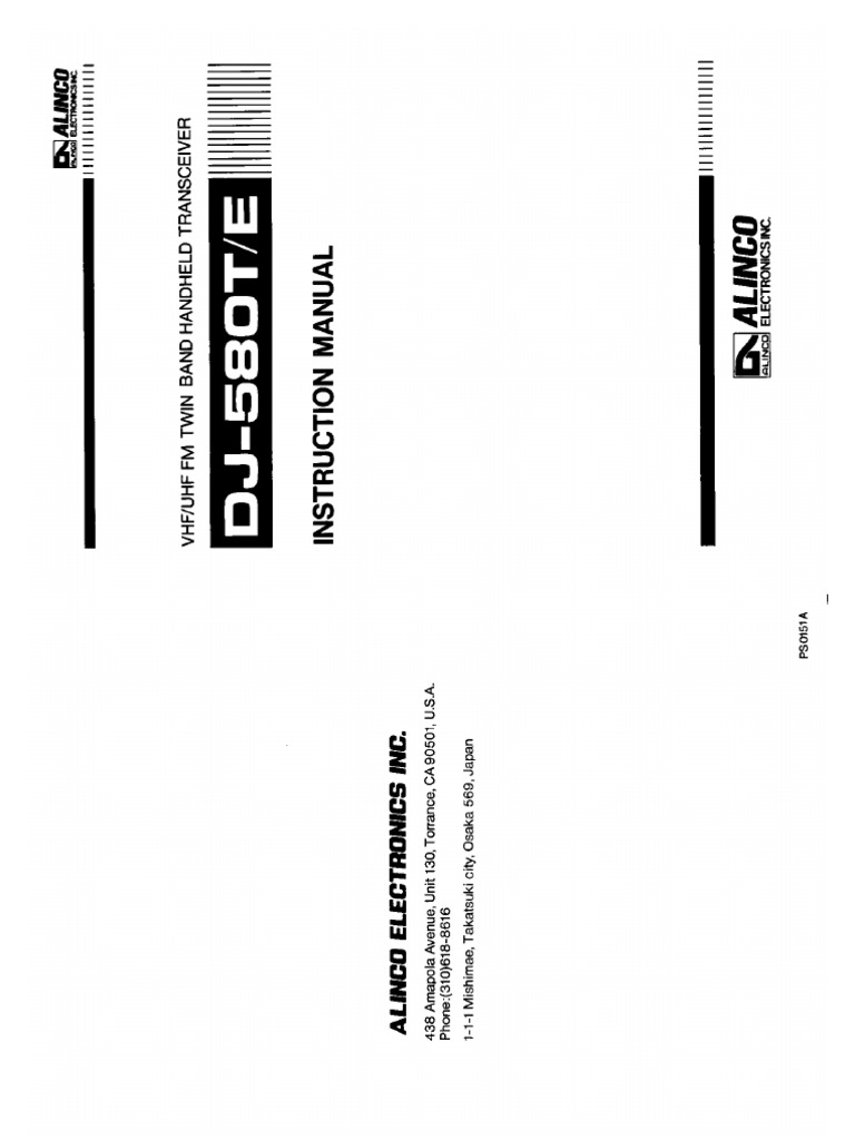 Alinco DJ-580T Instruction Manual Part 1