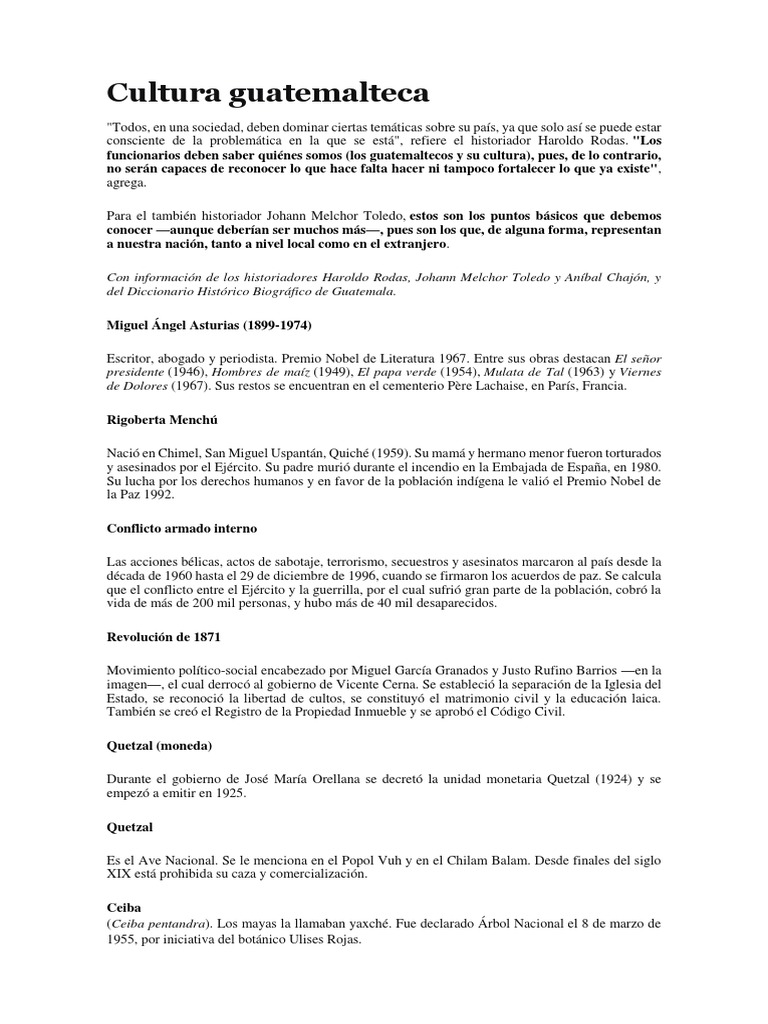 Historia y Cultura de Guatemala | PDF | Guatemala