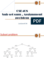 CSE408 Sub Set Sum, Assignment Problem: Lecture # 34
