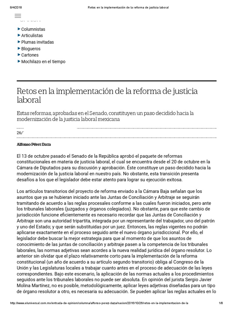 Retos en La Implementación de La Reforma de Justicia Laboral | PDF ...