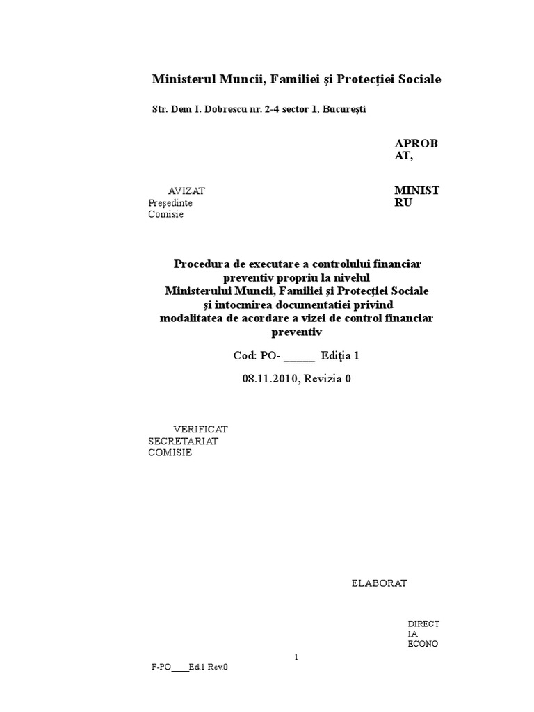Procedura Control Financiar Preventiv Institutii Publice