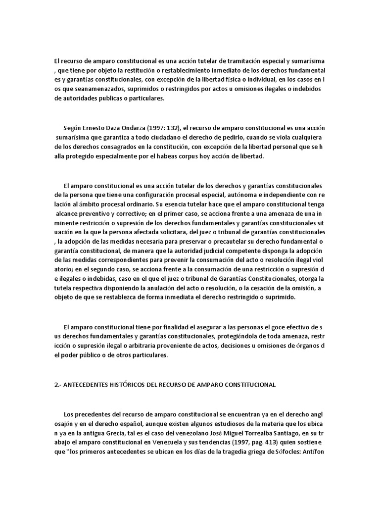 Recurso de Amparo Constitucional Cpmleto | PDF | Derecho Constitucional ...