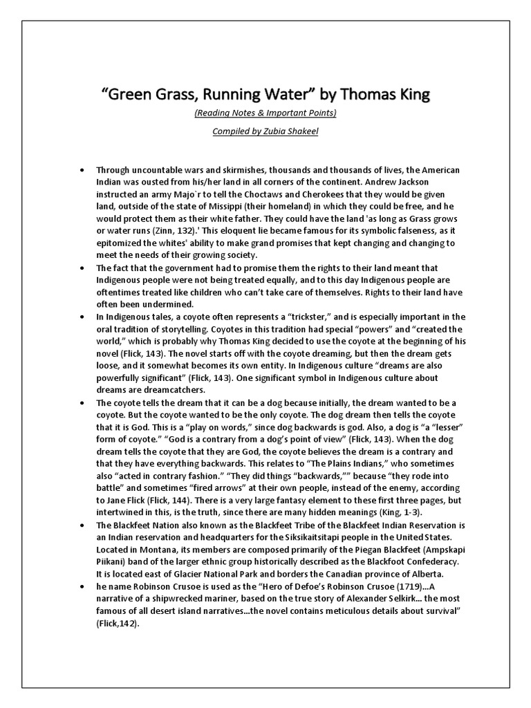 Green Grass, Running Water PDF Blackfoot Confederacy