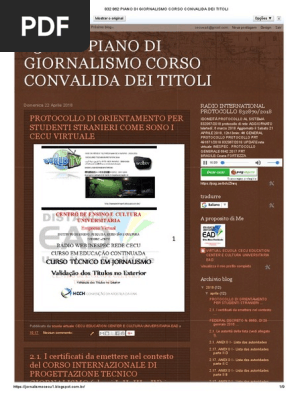 832 862 Piano Di Giornalismo Corso Convalida Dei Titoli Italiano