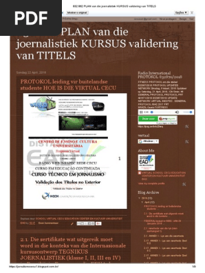 832 862 PLAN Van Die Joernalistiek KURSUS Validering Van TITELS African