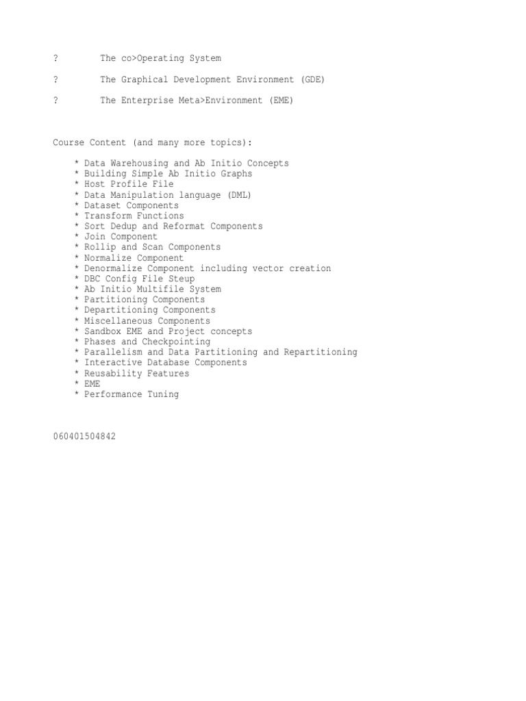 Ab Initio Training Course Overview | PDF