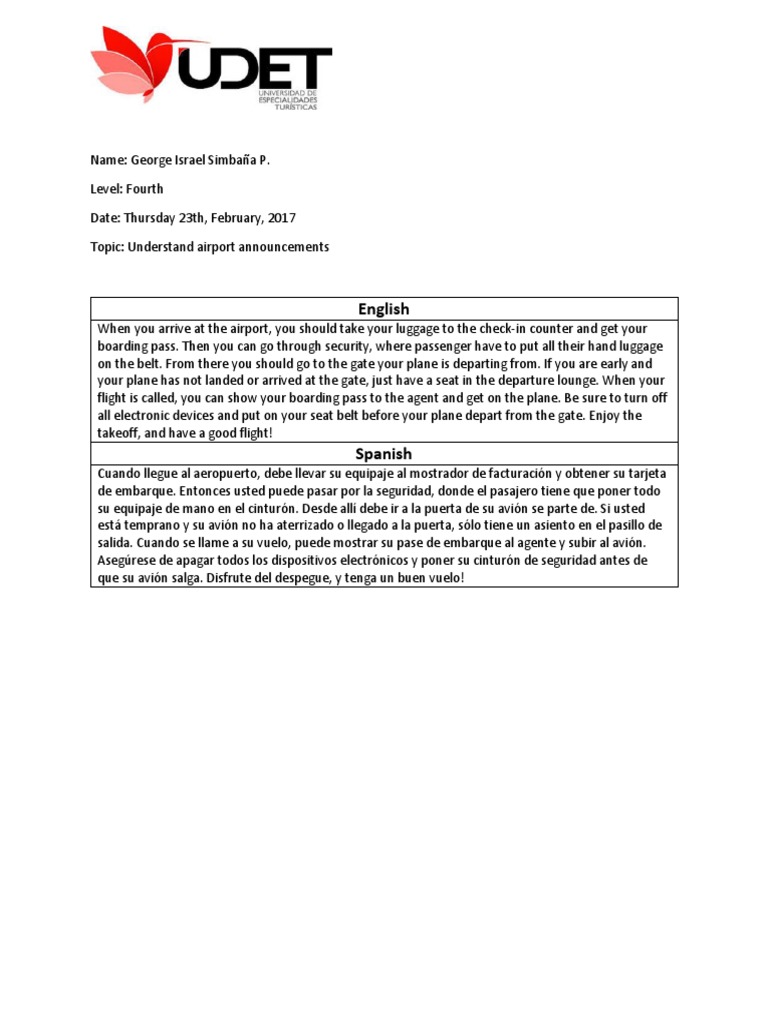 Understand Airport Announcements