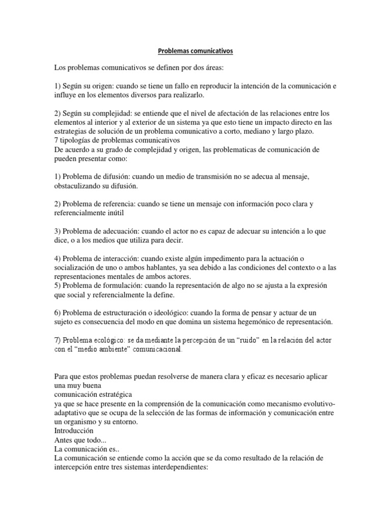 Problemas Comunicativos | PDF | Complejidad | Comunicación